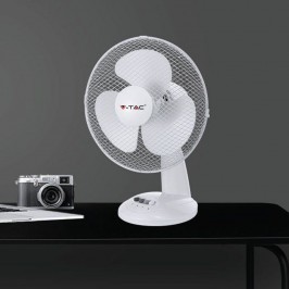 V-TAC VT-4012-3 VENTILATORE OSCILLANTE DA TAVOLO 40W A 3 PALE COLORE BIANCO - SKU 7924