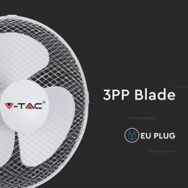 V-TAC VT-4012-3 VENTILATORE OSCILLANTE DA TAVOLO 40W A 3 PALE COLORE BIANCO - SKU 7924
