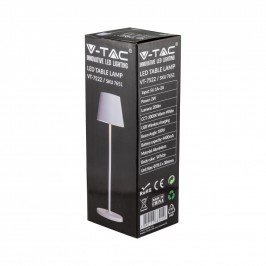 VT-7522 V-TAC Lampada LED da Tavolo 2W Colore Bianco in Alluminio con caricatore Wireless e Touch Dimmerabile 3000K IP54