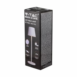 VT-7522 V-TAC Lampada LED da Tavolo 2W Colore Bianco in Alluminio con caricatore Wireless e Touch Dimmerabile 3000K IP54