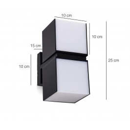 Applique Led 24W Doppio Cubo Luce Regolabile Lampada Nera ip65