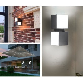 Applique Led 24W Doppio Cubo Luce Regolabile Lampada Nera ip65