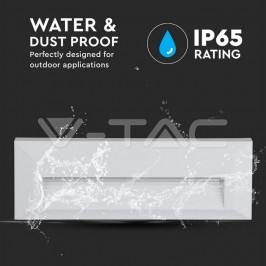 SEGNAPASSO RETTANGOLARE V-TAC VT-1162 PUNTO LUCE LED SMD 3W  A PARETE IP65 BIANCO - SKU-211326