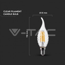 Lampadina LED DA 4W Filamento  E14 Twist Candela Tail per lampadari portalampade