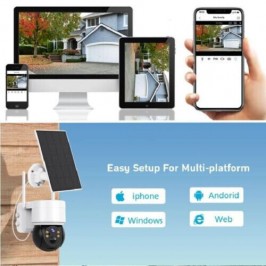 Telecamera con Batteria Solare Pannello separato 360 Esterno PTZ Wi-Fi Esterno Senza Fili