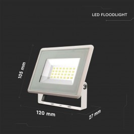 V-TAC VT-4924 FARO LED FLOODLIGHT 20W SMD IP65 COLORE BIANCO 1650 lm - SKU 6740 / 6741 / 6742