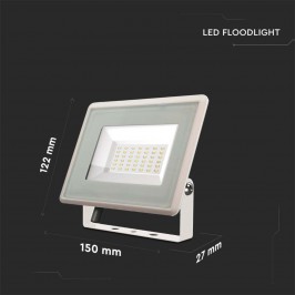 V-TAC VT-4934 FARO LED FLOODLIGHT 30W SMD SLIM IP65 BIANCO 2510 lm - SKU 6746 / 6747 / 6748