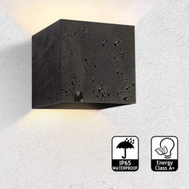 Lampada 12w COB LED Cubo Applique Parete NERO 220V Luce Biemissione 1200lm Regolabile IP65