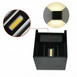 Lampada 12w COB LED Cubo Applique Parete NERO 220V Luce Biemissione 1200lm Regolabile IP65
