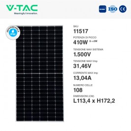 VT-410 Kit 15,1kW 37 Pannelli Solari Fotovoltaici Slim 410W 108 Celle IP68 - SKU 1151737