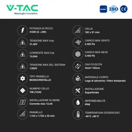 VT-410 Kit 12,7kW 31 Pannelli Solari Fotovoltaici 410W 108 Celle IP68 - SKU 1151831