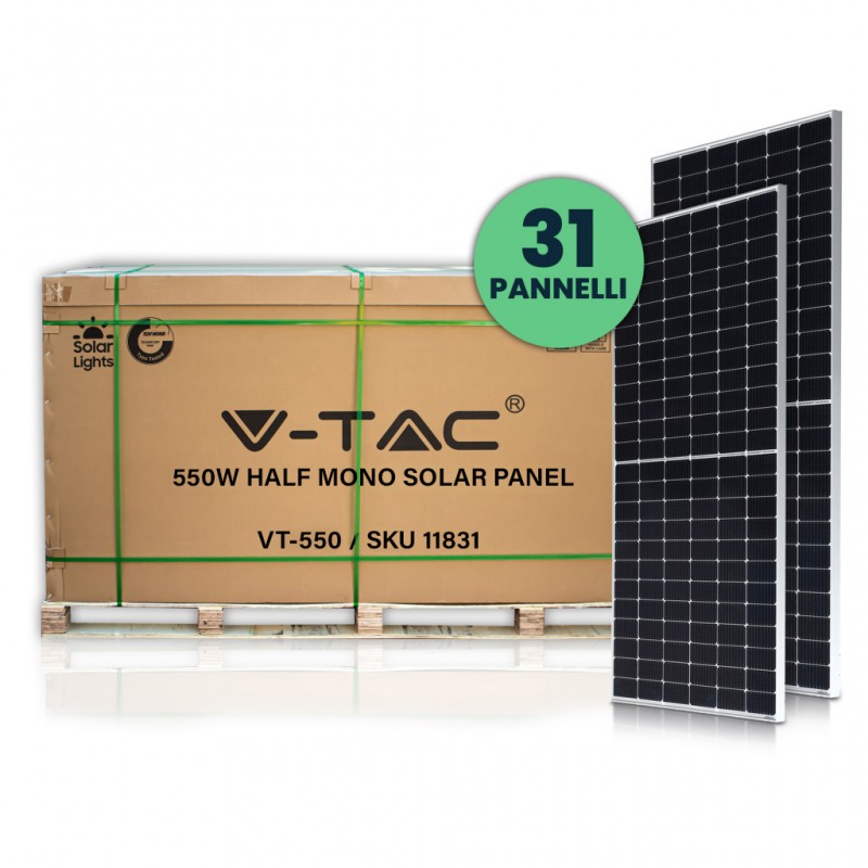 Kit 17kW 31 Pannelli Solari Fotovoltaici 550W 144 Celle IP68 - SKU 1183131