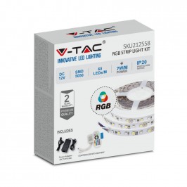 Kit per Strip LED SMD5050 10W/m Bobina 5m 60 LED/m con Telecomando e Alimentatore RGB Dimmerabile IP20