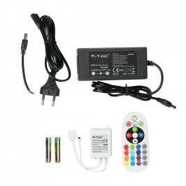 Kit per Strip LED SMD5050 10W/m Bobina 5m 60 LED/m con Telecomando e Alimentatore RGB Dimmerabile IP20