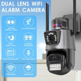 IP Telecamera 8MP 4K esterno WiFi PTZ 2 obiettivo doppio schermo 8X zoom CCTV