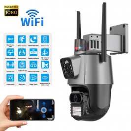 IP Telecamera 8MP 4K esterno WiFi PTZ 2 obiettivo doppio schermo 8X zoom CCTV