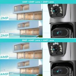 IP Telecamera 8MP 4K esterno WiFi PTZ 2 obiettivo doppio schermo 8X zoom CCTV