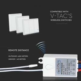 V-TAC VT-5129 Ricevitore Wireless per Interruttori Senza Fili Fino a 500mt - SKU 8458