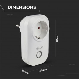 V-Tac Smart VT-5001 Presa 10A Shuko Wi-Fi con Spina Shuko Compatibile Alexa Google Home - SKU 8415