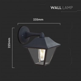 V-TAC VT-843 Lampada LED da Muro a Lanterna in Vetro con Portalampada E27 Colore Nero Opaco IP44 - SKU 8686