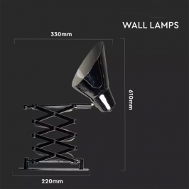 V-TAC VT-7702 Lampada LED da Muro con Portalampada E27 (Max 60W) Braccio a Soffietto  - SKU 40431
