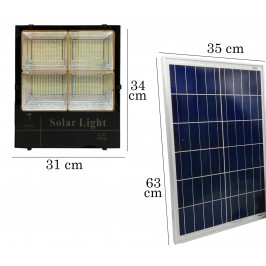 Faro Con Pannello Solare LED 600W CAMBIA 3 COLORI LUCE CALDA FREDDA E NATURALE IP65 Telecomando