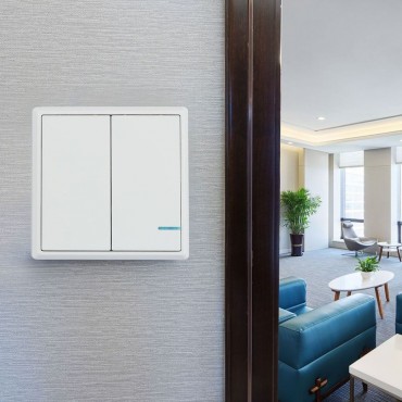 V-TAC VT-5132 Interruttore Wireless a Doppio Tasto con Sensore Colore Bianco IP54 - SKU 8461