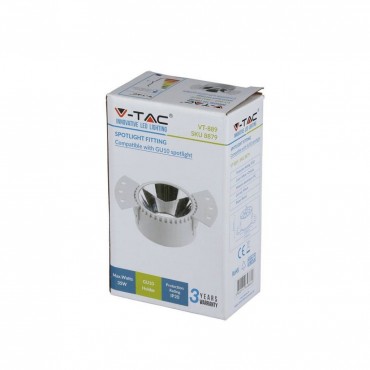 V-TAC VT-889 Portafaretto LED da Incasso Rotondo GU10 Colore Bianco e Cromato - SKU 8879
