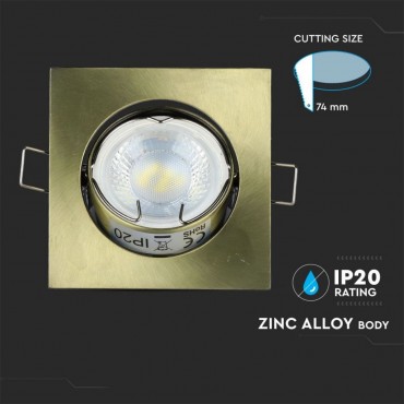 V-TAC VT-779 PORTAFARETTO ORIENTABILE QUADRATO DA INCASSO PER LAMPADINE GU10 E GU5.3 COLORE ORO - SKU 8581