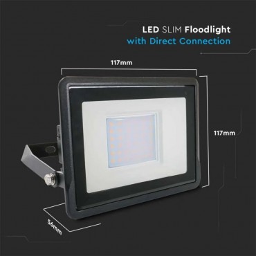 FARO LED FLOODLIGHT 30W SMD IP65 CHIP SAMSUNG COLORE NERO  V-TAC VT-138