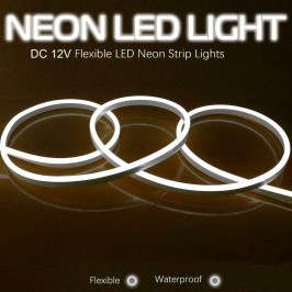 Kit 5mt Striscia Strip Flex Led Bobina Neon Flessibile Tubo Esterno +Alimentatore