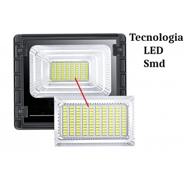 Faro led 600W con pannello solare crepuscolare ip66/67 luce fredda telecomando
