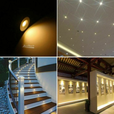 9 Mini Faretto 24v Incasso cob led 1w Foro 15mm segnapasso esterno interno ip65