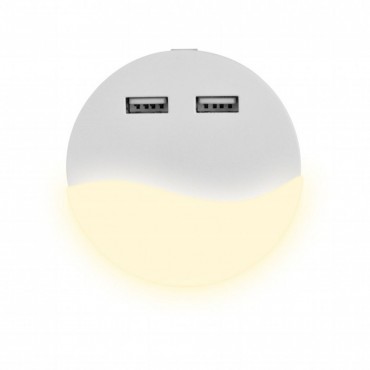 Faretto LED Chip Samsung Segnapasso Notturno Rotondo 0,45W con Sensore Crepuscolare e USB