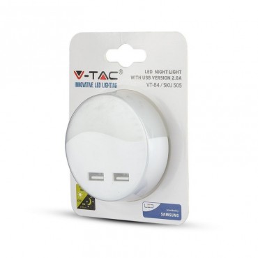 Faretto LED Chip Samsung Segnapasso Notturno Rotondo 0,45W con Sensore Crepuscolare e USB