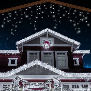 TENDA CASCATA LUMINOSA DA ESTERNO  LUCI DI NATALE 100 LED 3 METRI LUCE BIANCO FREDDO BIANCO CALDO
