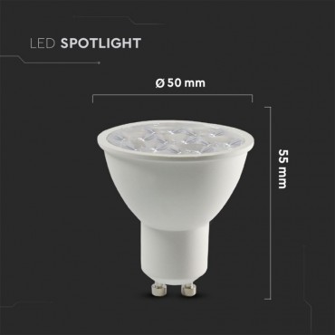LAMPADINA LED PAR16 GU10 6W FARETTO SPOTLIGHT SMD VT-249  V-TAC PRO Faretto LED Chip Samsung GU10 6W 10°