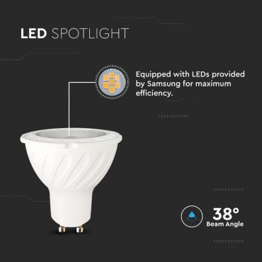 LAMPADINA LED GU10 6W FARETTO SPOTLIGHT SMD CHIP SAMSUNG LUCE CALDA  VT-277