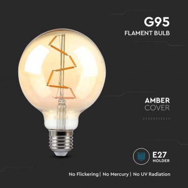 VT-2024 LAMPADINA LED E27 4W BULB G95 GLOBO FILAMENT VETRO AMBRATO - SKU 217146