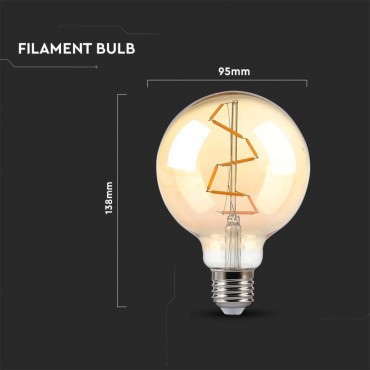 VT-2024 LAMPADINA LED E27 4W BULB G95 GLOBO FILAMENT VETRO AMBRATO - SKU 217146