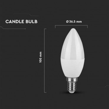 LAMPADINA LED E14 3.7W CANDLE BULB C37 CANDELA SMD CHIP SAMSUNG V-TAC PRO VT-1850