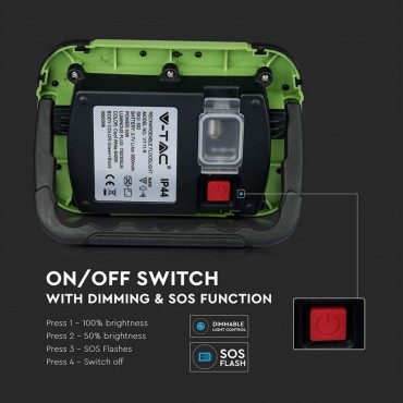 FARO LED SMD 10W IP44 MULTIFUNZIONE RICARICABILE SOS A BATTERIA CON CHIP SAMSUNG  V-TAC PRO VT-11-R