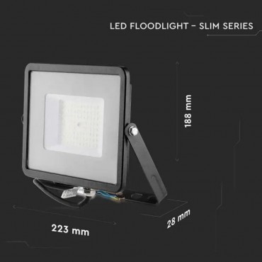 FARO LED FLOODLIGHT 50W SMD SLIM IP65 CHIP SAMSUNG NERO