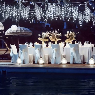 TENDA LUMINOSA NATALIZIA DA ESTERNO CASCATA   LUCI DI NATALE 150 LED 5 METRI LUCE BIANCO FREDDO