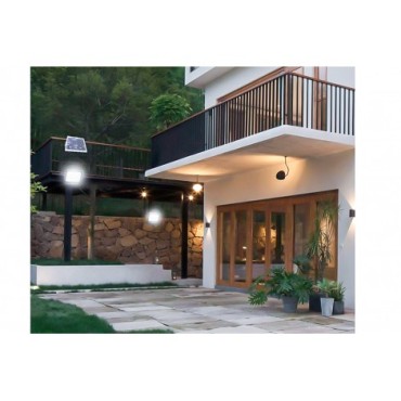 Faro led 200W con pannello solare 12w sensore crepuscolare esterno ip66 150lm/w