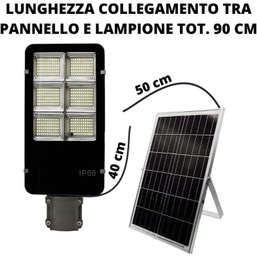 LAMPIONE LED PANNELLO SOLARE STAFFA E TELECOMANDO 200W 300W 400W 500W 600W IP66 Standard