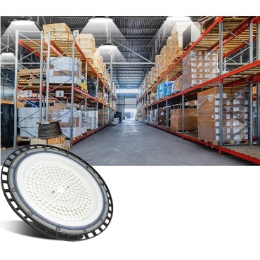 CAMPANA LED UFO FARO INDUSTRIALE 150W LAMPADA SOSPENSIONE SLIM LUCE FREDDA o NATURALE  IP65