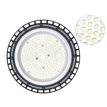 CAMPANA LED UFO FARO INDUSTRIALE 300W LAMPADA SOSPENSIONE SLIM LUCE FREDDA o NATURALE  IP65