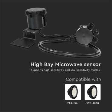 V-TAC SENSORE CREPUSCOLARE E DI MOVIMENTO A MICROONDE IP65 PER LAMPADE INDUSTRIALI - SKU 20123