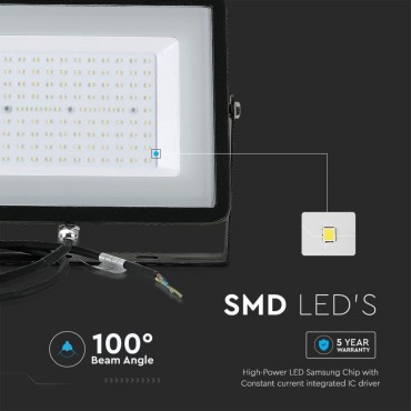 V-TAC PRO Faro LED SMD Chip Samsung 300W Colore Nero 4000K IP65 SKU 21422